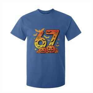 Funny 67 Halloween T Shirt For Kid Spooky Six Seven Meme Gen Alpha Slang TS11 Royal Blue Print Your Wear