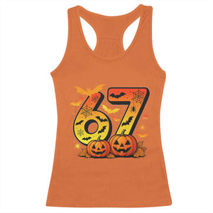Funny 67 Halloween Racerback Tank Top Spooky Six Seven Meme Gen Alpha Slang TS11 Orange Print Your Wear