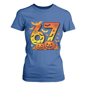 Funny 67 Halloween T Shirt For Women Spooky Six Seven Meme Gen Alpha Slang TS11 Royal Blue Print Your Wear