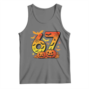 Funny 67 Halloween Tank Top Spooky Six Seven Meme Gen Alpha Slang TS11 Black Heather Print Your Wear