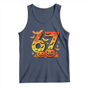Funny 67 Halloween Tank Top Spooky Six Seven Meme Gen Alpha Slang TS11 Navy Print Your Wear