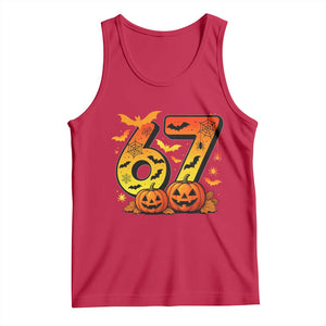Funny 67 Halloween Tank Top Spooky Six Seven Meme Gen Alpha Slang TS11 Red Print Your Wear