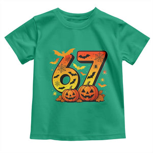 Funny 67 Halloween Toddler T Shirt Spooky Six Seven Meme Gen Alpha Slang TS11 Irish Green Print Your Wear