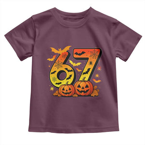 Funny 67 Halloween Toddler T Shirt Spooky Six Seven Meme Gen Alpha Slang TS11 Maroon Print Your Wear