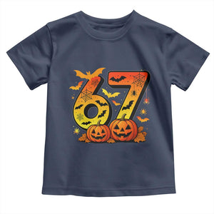 Funny 67 Halloween Toddler T Shirt Spooky Six Seven Meme Gen Alpha Slang TS11 Navy Print Your Wear