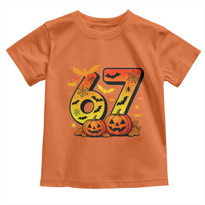 Funny 67 Halloween Toddler T Shirt Spooky Six Seven Meme Gen Alpha Slang TS11 Orange Print Your Wear