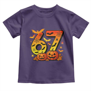 Funny 67 Halloween Toddler T Shirt Spooky Six Seven Meme Gen Alpha Slang TS11 Purple Print Your Wear