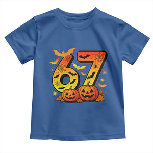 Funny 67 Halloween Toddler T Shirt Spooky Six Seven Meme Gen Alpha Slang TS11 Royal Blue Print Your Wear