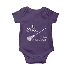 Funny Halloween Spooky Witch Baby Onesie Yes I Can Drive A Stick TS11 Purple Print Your Wear