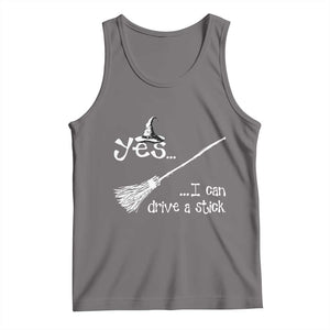 Funny Halloween Spooky Witch Tank Top Yes I Can Drive A Stick TS11 Deep Heather Print Your Wear