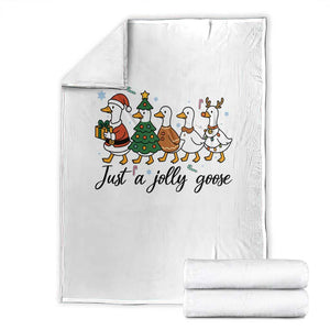 Funny Christmas Silly Goose Throw Blanket Just A Jolly Goose Xmas Poultry Animal Humor TS11 White Print Your Wear