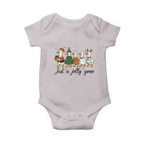Funny Christmas Silly Goose Baby Onesie Just A Jolly Goose Xmas Poultry Animal Humor TS11 Ice Gray Print Your Wear