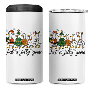 Funny Christmas Silly Goose 4 in 1 Can Cooler Tumbler Just A Jolly Goose Xmas Poultry Animal Humor TS11 One Size: 16 oz White Print Your Wear