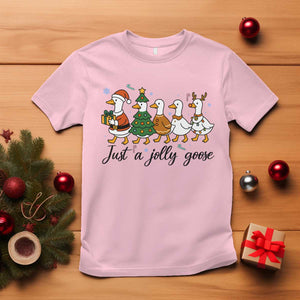 Funny Christmas Silly Goose T Shirt Just A Jolly Goose Xmas Poultry Animal Humor TS11 Light Pink Print Your Wear