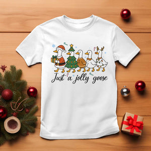Funny Christmas Silly Goose T Shirt Just A Jolly Goose Xmas Poultry Animal Humor TS11 White Print Your Wear