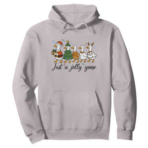 Funny Christmas Silly Goose Hoodie Just A Jolly Goose Xmas Poultry Animal Humor TS11 Ice Gray Print Your Wear