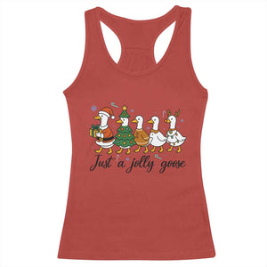 Funny Christmas Silly Goose Racerback Tank Top Just A Jolly Goose Xmas Poultry Animal Humor TS11 Red Print Your Wear