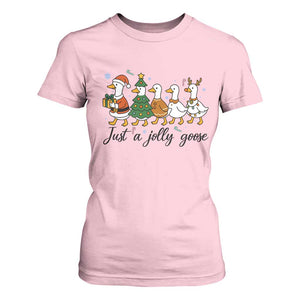 Funny Christmas Silly Goose T Shirt For Women Just A Jolly Goose Xmas Poultry Animal Humor TS11 Light Pink Print Your Wear