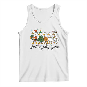 Funny Christmas Silly Goose Tank Top Just A Jolly Goose Xmas Poultry Animal Humor TS11 White Print Your Wear
