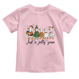 Funny Christmas Silly Goose Toddler T Shirt Just A Jolly Goose Xmas Poultry Animal Humor TS11 Light Pink Print Your Wear