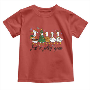Funny Christmas Silly Goose Toddler T Shirt Just A Jolly Goose Xmas Poultry Animal Humor TS11 Red Print Your Wear