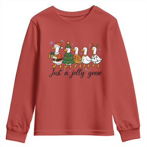 Funny Christmas Silly Goose Youth Sweatshirt Just A Jolly Goose Xmas Poultry Animal Humor TS11 Red Print Your Wear