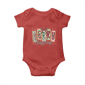 Merry Christmas Coquette Xmas Faux Glitter Gingham Tartan Doodle Baby Onesie TS11 Red Print Your Wear