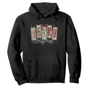 Merry Christmas Coquette Xmas Faux Glitter Gingham Tartan Doodle Hoodie TS11 Black Print Your Wear