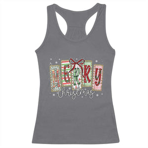 Merry Christmas Coquette Xmas Faux Glitter Gingham Tartan Doodle Racerback Tank Top TS11 Charcoal Print Your Wear