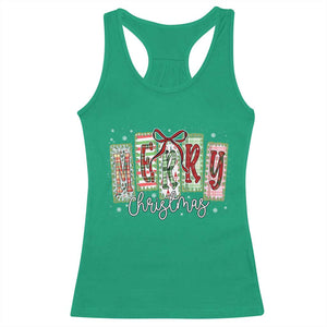 Merry Christmas Coquette Xmas Faux Glitter Gingham Tartan Doodle Racerback Tank Top TS11 Irish Green Print Your Wear