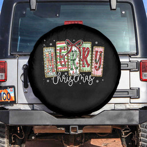 Merry Christmas Coquette Xmas Faux Glitter Gingham Tartan Doodle Spare Tire Cover TS11 No hole Black Print Your Wear