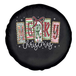 Merry Christmas Coquette Xmas Faux Glitter Gingham Tartan Doodle Spare Tire Cover TS11 Print Your Wear