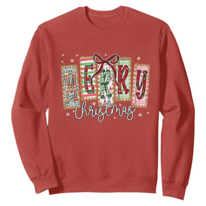 Merry Christmas Coquette Xmas Faux Glitter Gingham Tartan Doodle Sweatshirt TS11 Red Print Your Wear