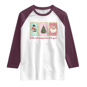 It's The Most Wonderful Time Of The Year Raglan Shirt Coquette Christmas TS11 White Maroon Print Your Wear