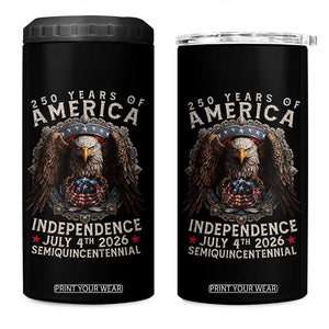 250 years Of America Independence 4 in 1 Can Cooler Tumbler 250th American Anniversary Bald Eagle TS11 One Size: 16 oz Black Print Your Wear