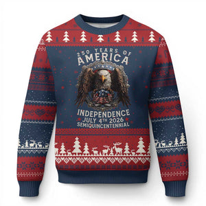 250 years Of America Independence Ugly Christmas Sweater 250th American Anniversary Bald Eagle TS11 Navy Red Print Your Wear