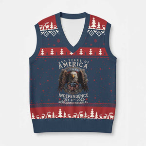 250 years Of America Independence V-Neck Knit Sweater Vest 250th American Anniversary Bald Eagle TS11 Navy Red Print Your Wear