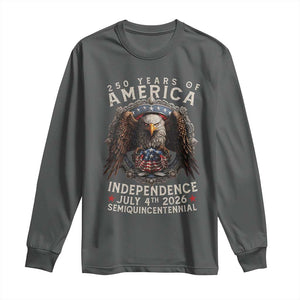 250 years Of America Independence Long Sleeve Shirt 250th American Anniversary Bald Eagle TS11 Dark Heather Print Your Wear