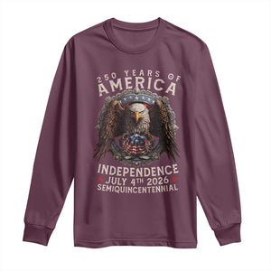 250 years Of America Independence Long Sleeve Shirt 250th American Anniversary Bald Eagle TS11 Maroon Print Your Wear