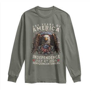 250 years Of America Independence Long Sleeve Shirt 250th American Anniversary Bald Eagle TS11 Military Green Print Your Wear