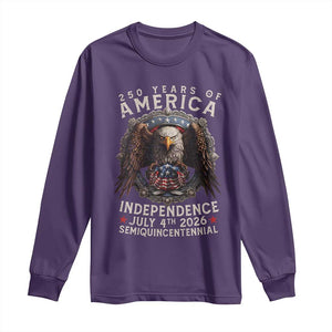 250 years Of America Independence Long Sleeve Shirt 250th American Anniversary Bald Eagle TS11 Purple Print Your Wear