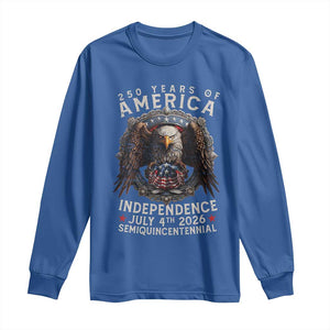250 years Of America Independence Long Sleeve Shirt 250th American Anniversary Bald Eagle TS11 Royal Blue Print Your Wear