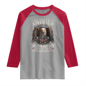 250 years Of America Independence Raglan Shirt 250th American Anniversary Bald Eagle TS11 Sport Gray Red Print Your Wear