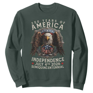 250 years Of America Independence Sweatshirt 250th American Anniversary Bald Eagle TS11 Dark Forest Green Print Your Wear