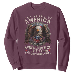 250 years Of America Independence Sweatshirt 250th American Anniversary Bald Eagle TS11 Maroon Print Your Wear