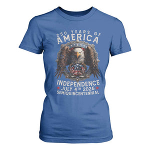 250 years Of America Independence T Shirt For Women 250th American Anniversary Bald Eagle TS11 Royal Blue Print Your Wear