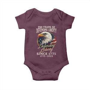 Patriotic USA Army Military 250th Anniversary Baby Onesie 250 Years Of Defending Liberty Since 1775 TS11 Maroon Print Your Wear