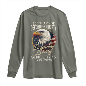 Patriotic USA Army Military 250th Anniversary Long Sleeve Shirt 250 Years Of Defending Liberty Since 1775 TS11 Military Green Print Your Wear