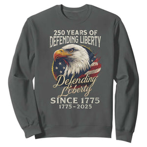 Patriotic USA Army Military 250th Anniversary Sweatshirt 250 Years Of Defending Liberty Since 1775 TS11 Dark Heather Print Your Wear