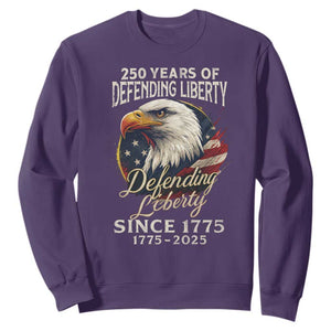 Patriotic USA Army Military 250th Anniversary Sweatshirt 250 Years Of Defending Liberty Since 1775 TS11 Purple Print Your Wear
